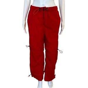 Urban Outfitters Red Zoe Nylon Mid-Rise Wind Light weight draw cord Pants - M